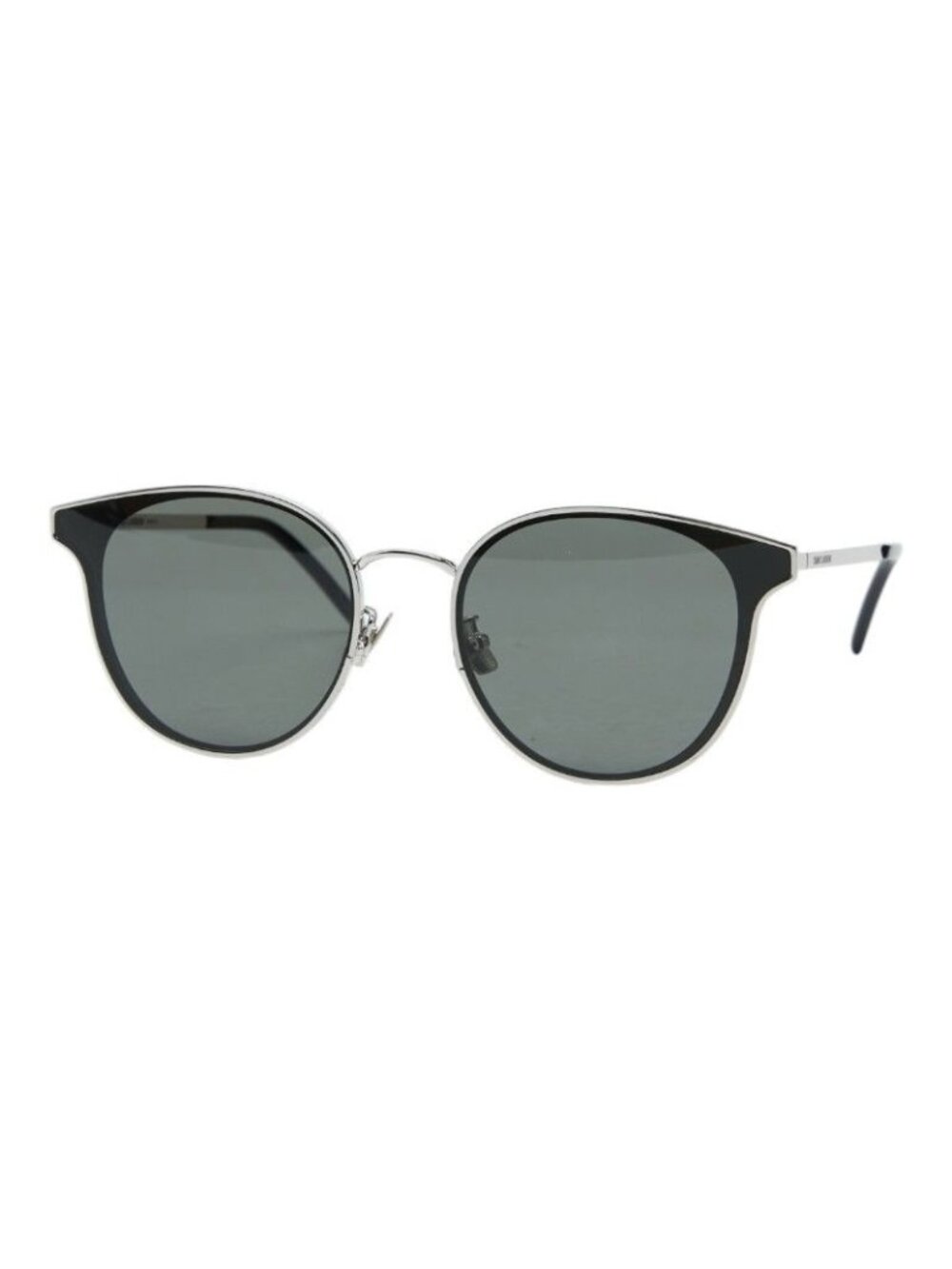 Saint Laurent Boston Full Rim Sunglasses Silver Black Metal Eyewear